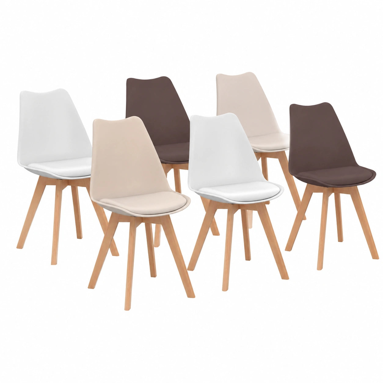 Chaise, coloris blanc et beige, pour la salle à manger ou la cuisine