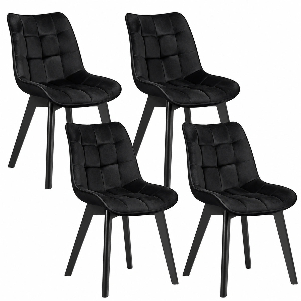 Chaise, en velours, coloris noir, pour la salle à manger ou la cuisine