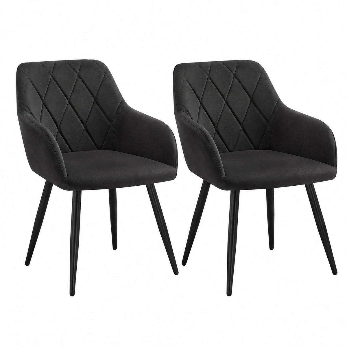 Chaise, rembourré, en métal et velours, coloris noir, pour la salle à manger ou la cuisine