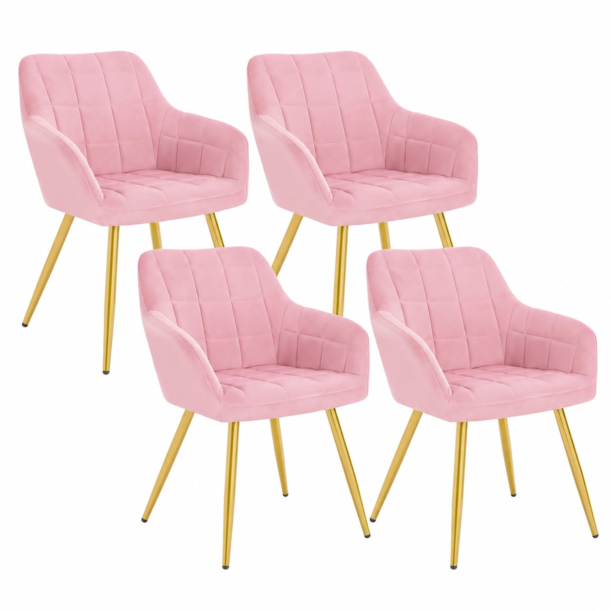 Chaise, en métal et velours, coloris rose, pour la salle à manger ou la cuisine