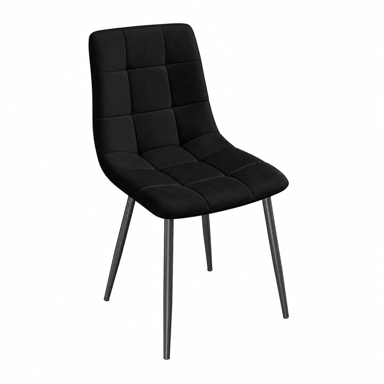 Chaise, rembourré, en métal et velours, coloris noir, pour la salle à manger ou la cuisine