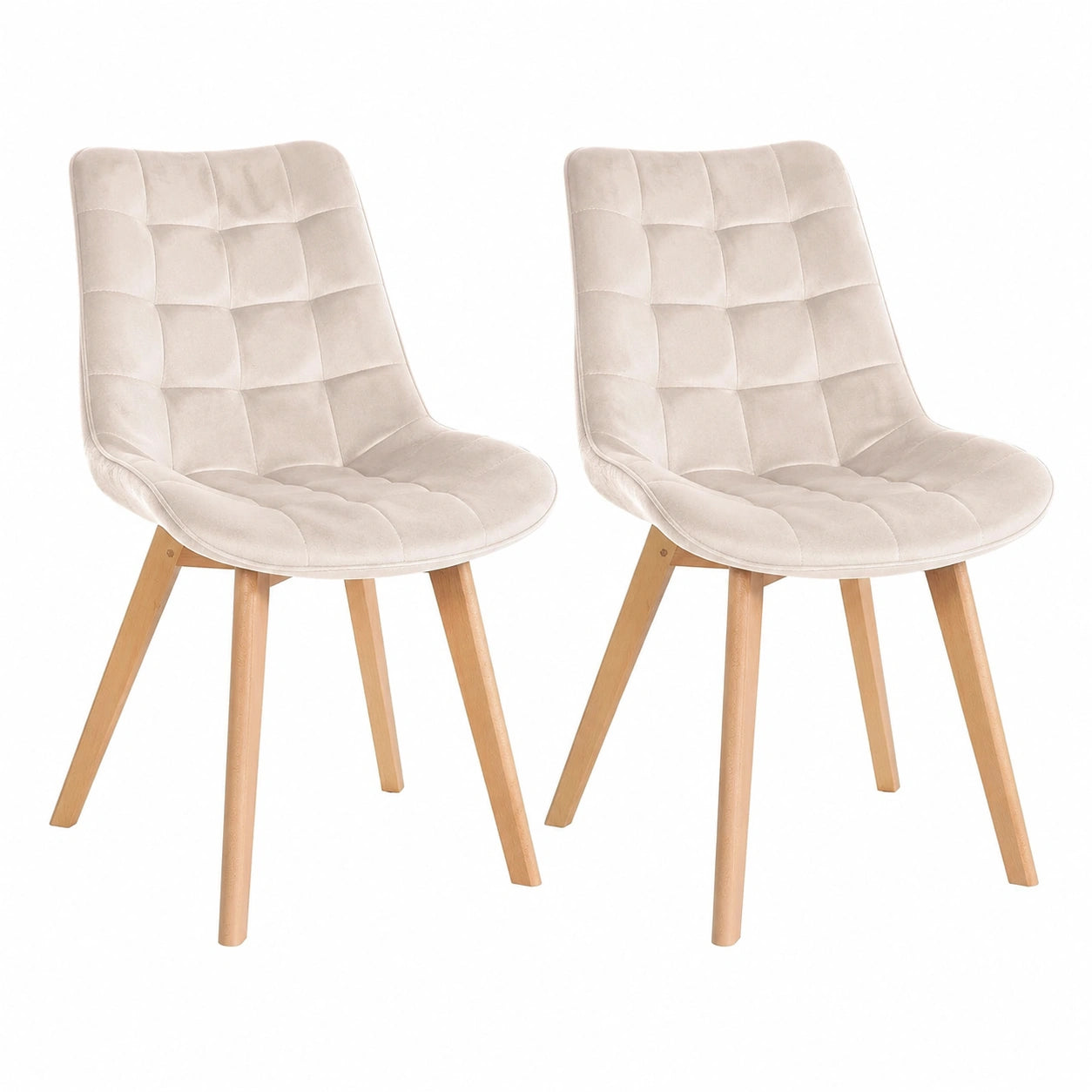 Chaise, en velours, coloris crème, pour la salle à manger ou la cuisine