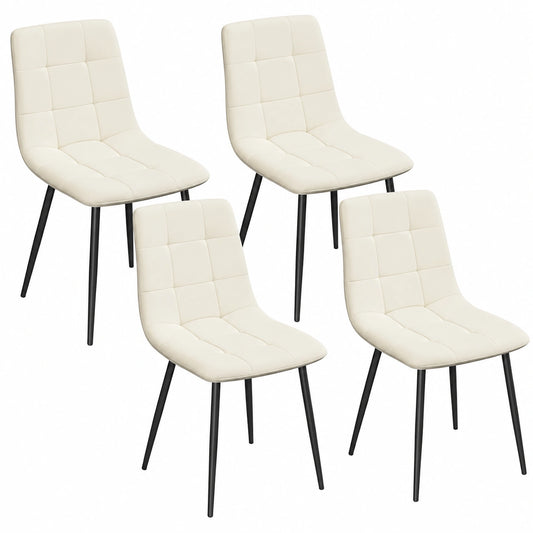 Chaise, rembourré, en métal et velours, coloris crème, pour la salle à manger ou la cuisine