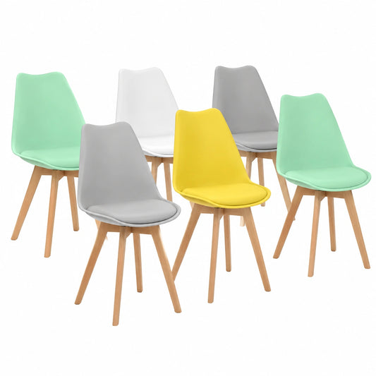 Chaise, coloris blanc et gris, pour la salle à manger ou la cuisine