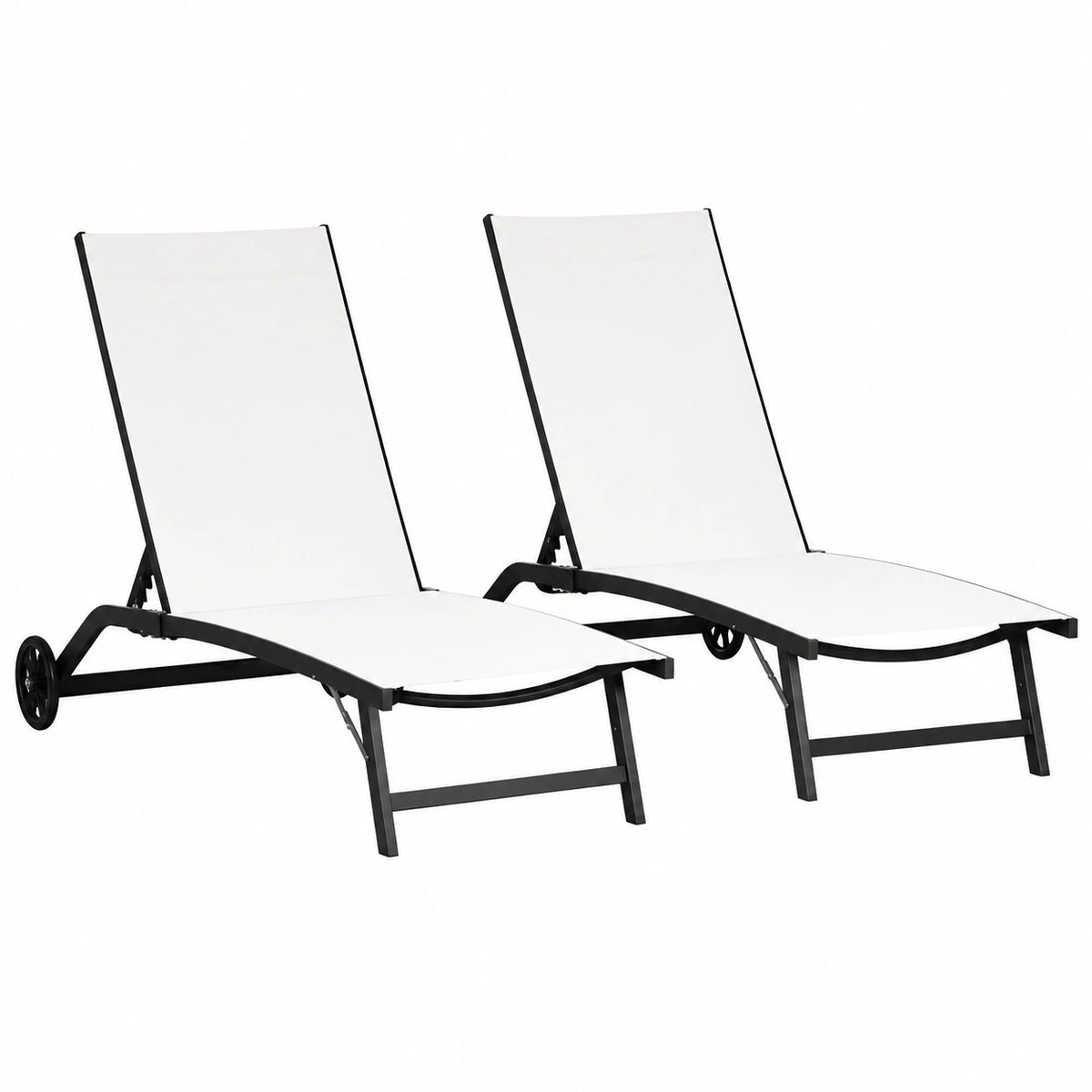 Chaise longue, sur roulettes, en aluminium, coloris crème, pour la terrasse ou le jardin