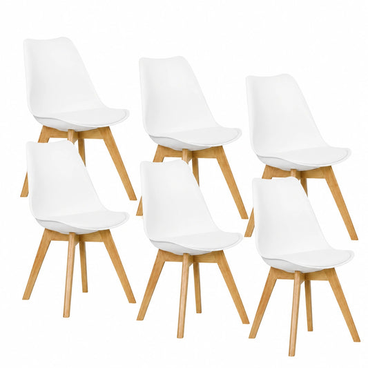Chaise, en bois massif, rembourré, coloris blanc, pour la salle à manger ou la cuisine