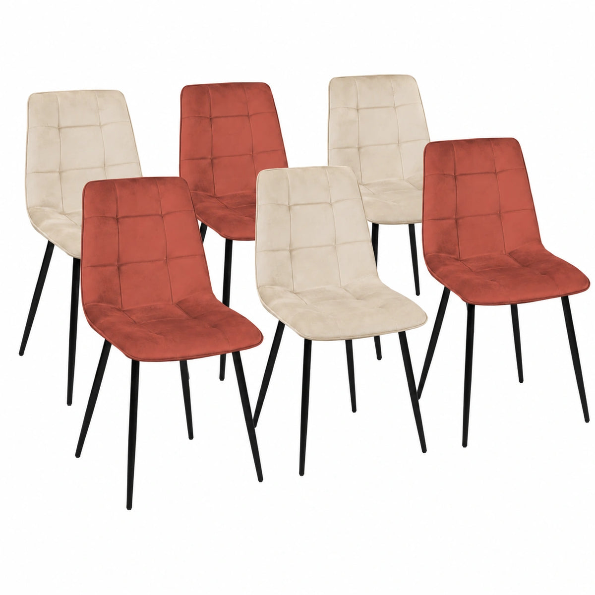 Chaise, en velours, coloris beige et terracotta, pour la salle à manger ou la cuisine