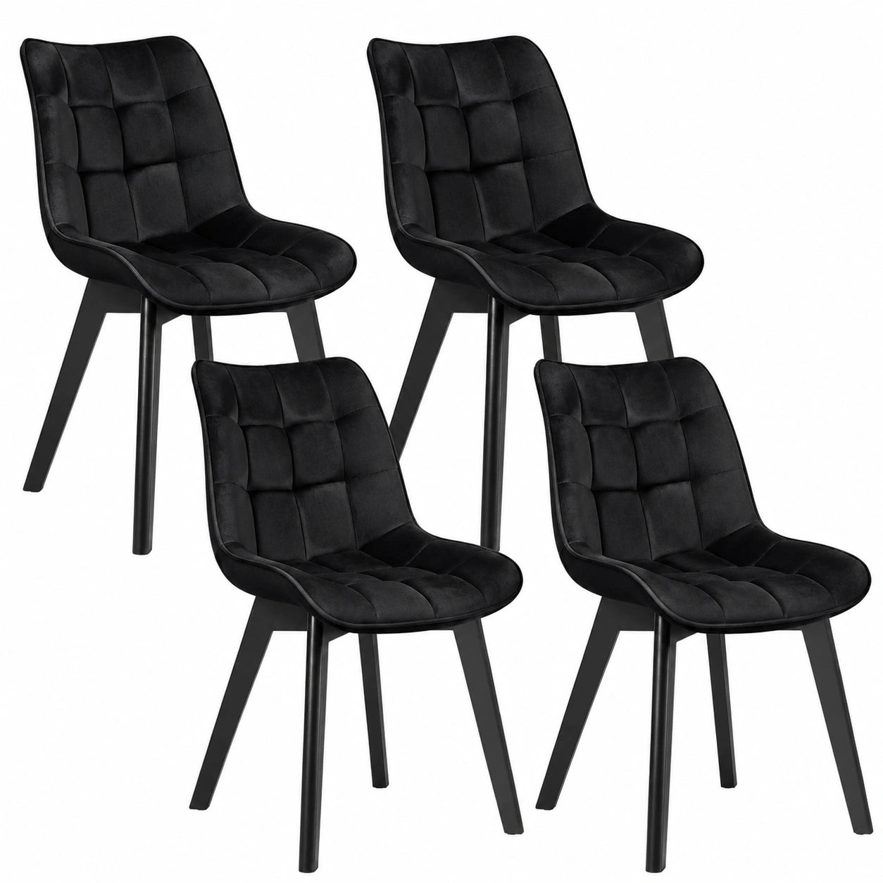 Chaise, en velours, coloris noir, pour la salle à manger ou la cuisine