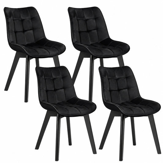 Chaise, en velours, coloris noir, pour la salle à manger ou la cuisine