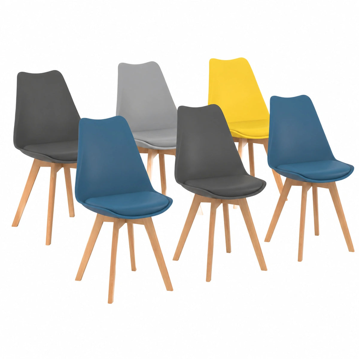 Chaise, coloris gris et bleu, pour la salle à manger ou la cuisine