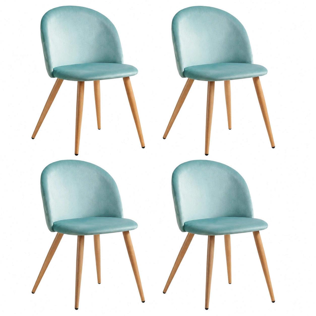 Chaise, rembourré, en chêne et velours, coloris vert, pour la salle à manger ou la cuisine