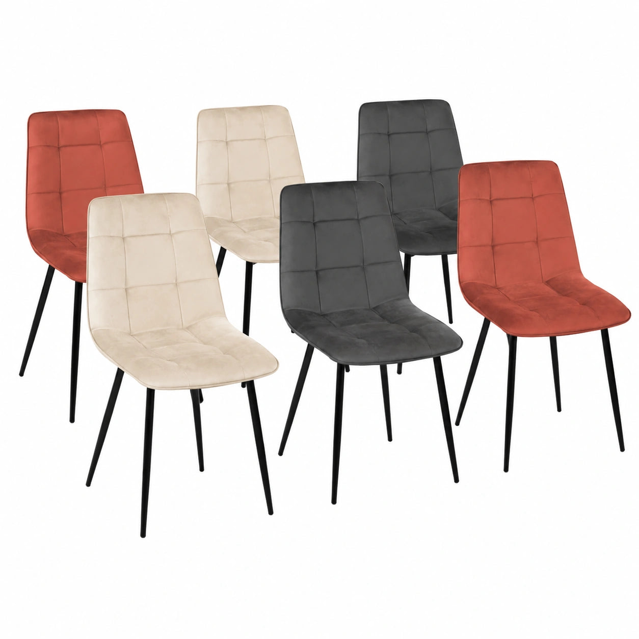 Chaise, en velours, coloris gris et beige, pour la salle à manger ou la cuisine
