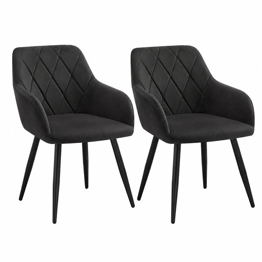 Chaise, rembourré, en métal et velours, coloris noir, pour la salle à manger ou la cuisine