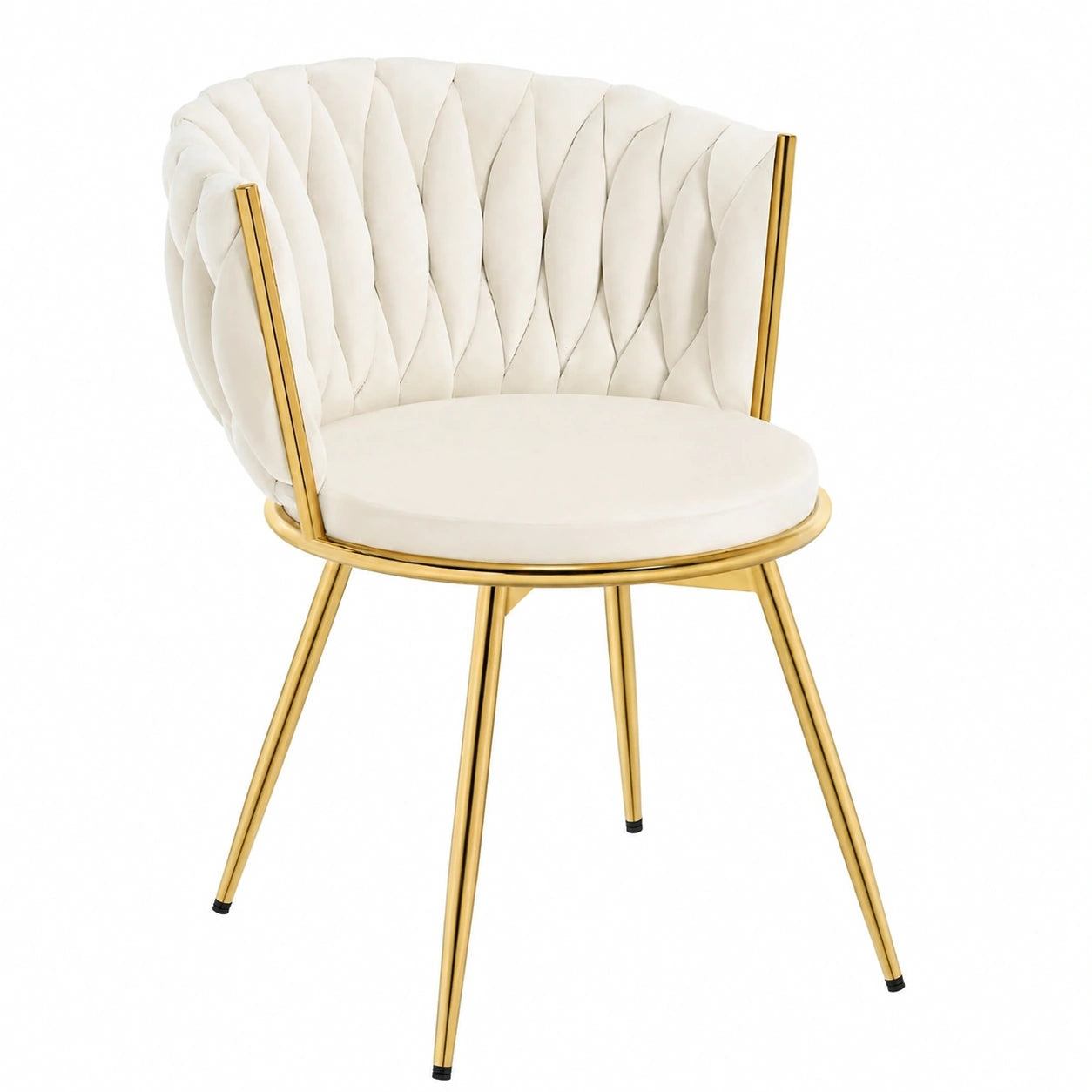 Chaise, pivotant, rembourré, en métal, coloris beige, pour la salle à manger ou la cuisine