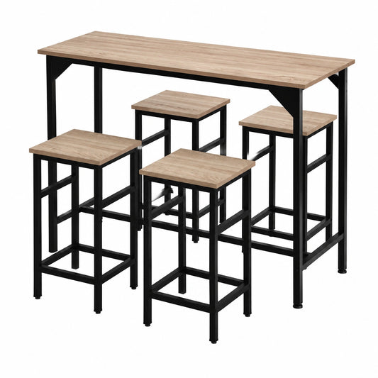 Table de bar, avec 4 tabouret, 5 pièces, 100 x 60 x 88,5 cm, pour la cuisine ou l’espace repas