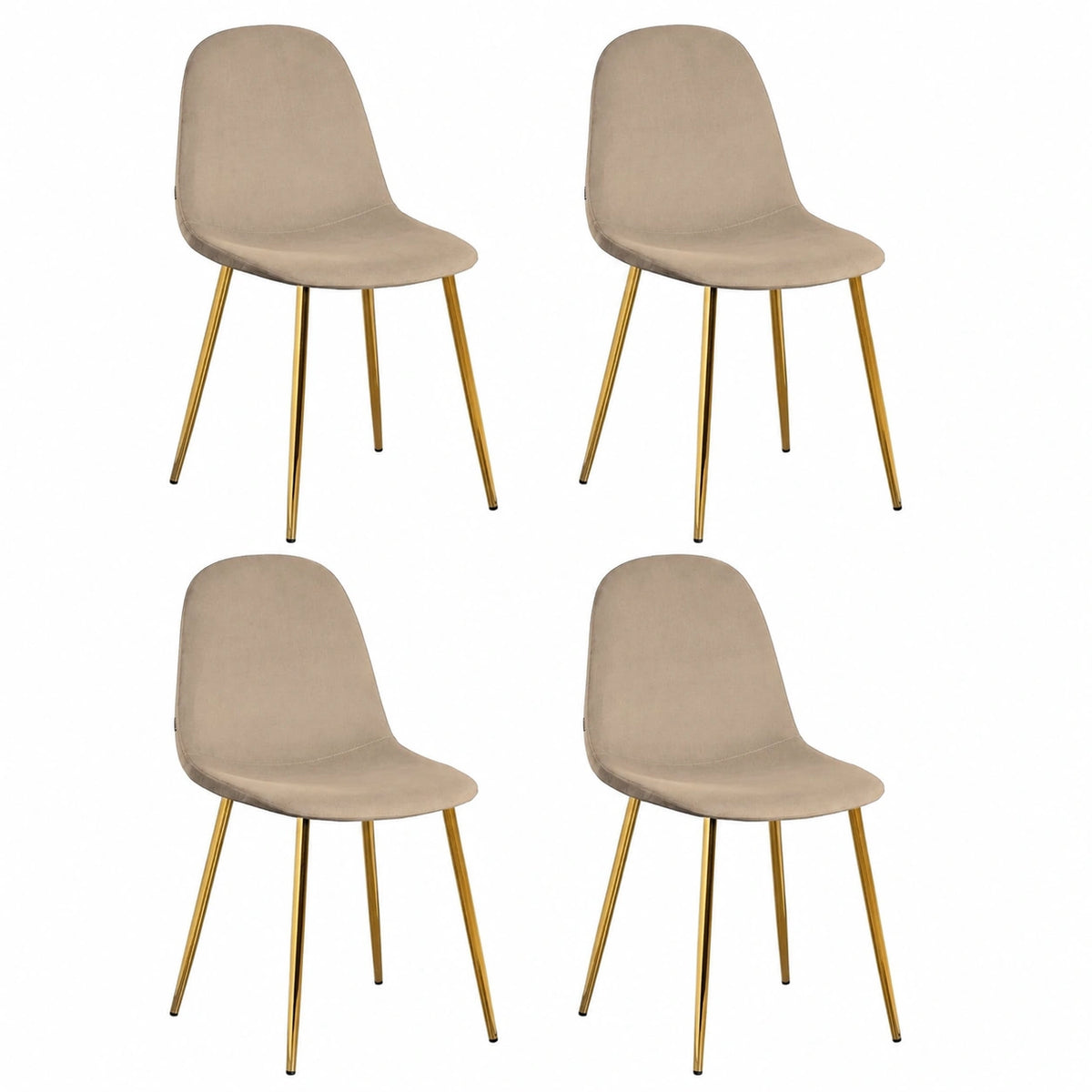 Chaise, en métal et velours, coloris beige et doré, pour la salle à manger ou la cuisine