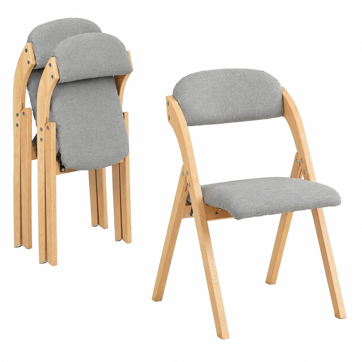 Chaise, pliable, rembourré, coloris gris, 47,5 x 59 x 77 cm, pour la salle à manger ou la cuisine