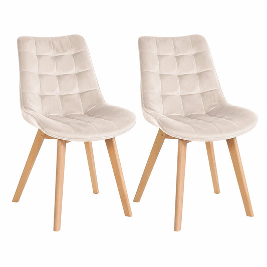 Chaise, en velours, coloris crème, pour la salle à manger ou la cuisine