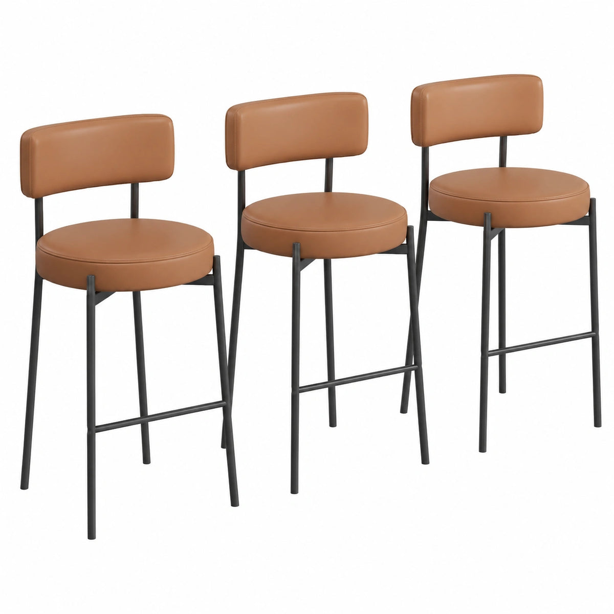Chaise, rembourré, en cuir, coloris brun, pour la salle à manger ou la cuisine