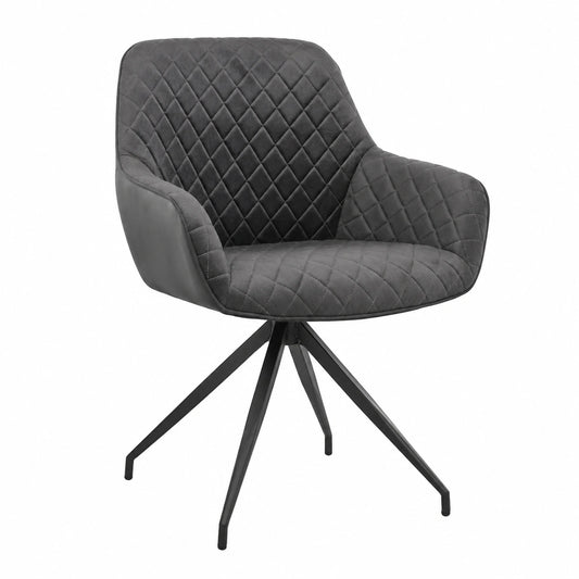 Chaise, en métal et velours, rembourré, coloris gris, pour la salle à manger ou la cuisine